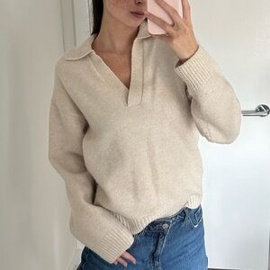 H&M Beige Collared Sweater